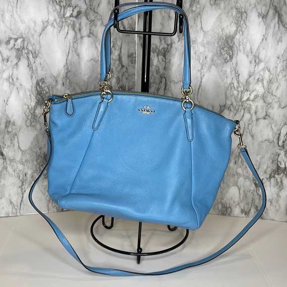 Coach Handbags - COACH Pebble Leather KELSEY Satchel Tote Bag Petal F36591 Cross Body